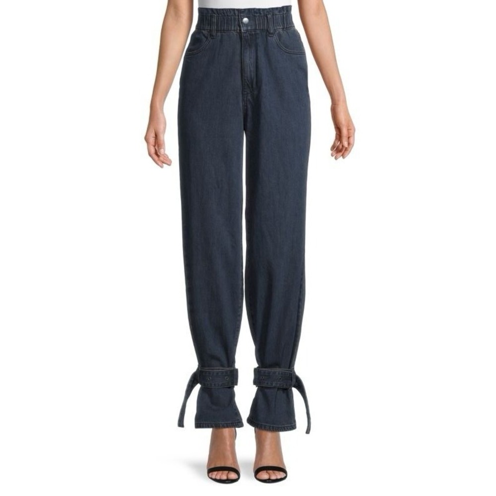 WeWoreWhat Paperbag Buckle Jeans 27 Stretch Dark Denim Comfy